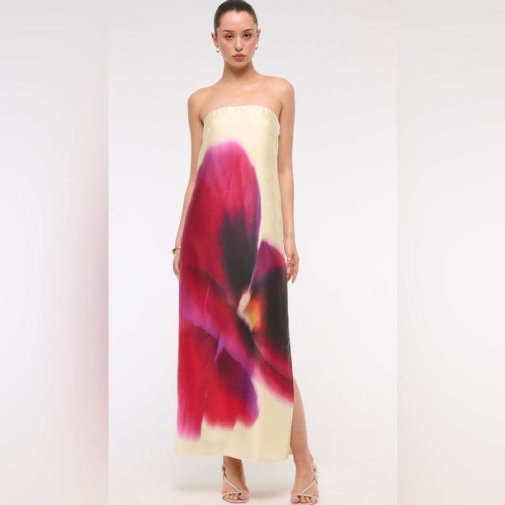 Abercrombie & Fitch Strapless Dress - Red and Cream